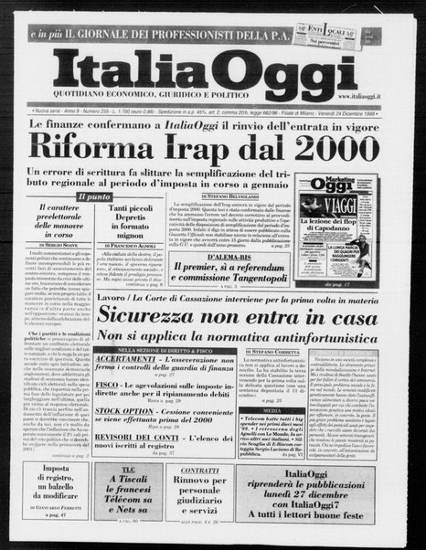 Italia oggi : quotidiano di economia finanza e politica